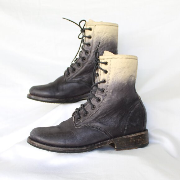 FREEBIRD Charlie Dip Ombre  two tone combat leather tanker hiking boots lace up - Picture 7 of 10